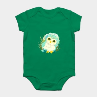 The little green owl with pattern- for Men or Women Kids Boys Girls love owl Baby Bodysuit